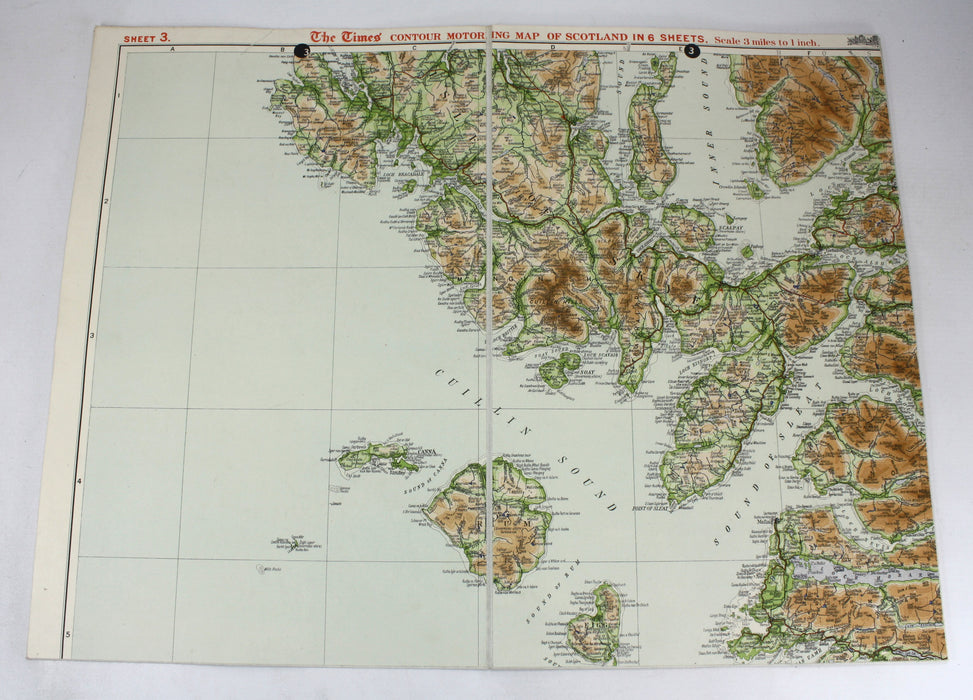 The Times Six Sheet Contour Road Map of Scotland, Edition De Luxe, Geographia Ltd. Boxed set.