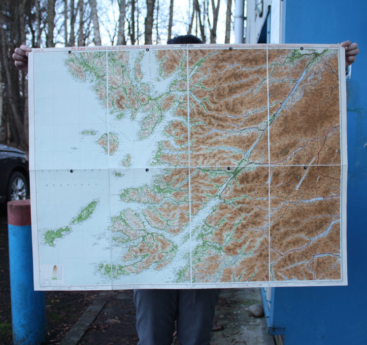 The Times Six Sheet Contour Road Map of Scotland, Edition De Luxe, Geographia Ltd. Boxed set.