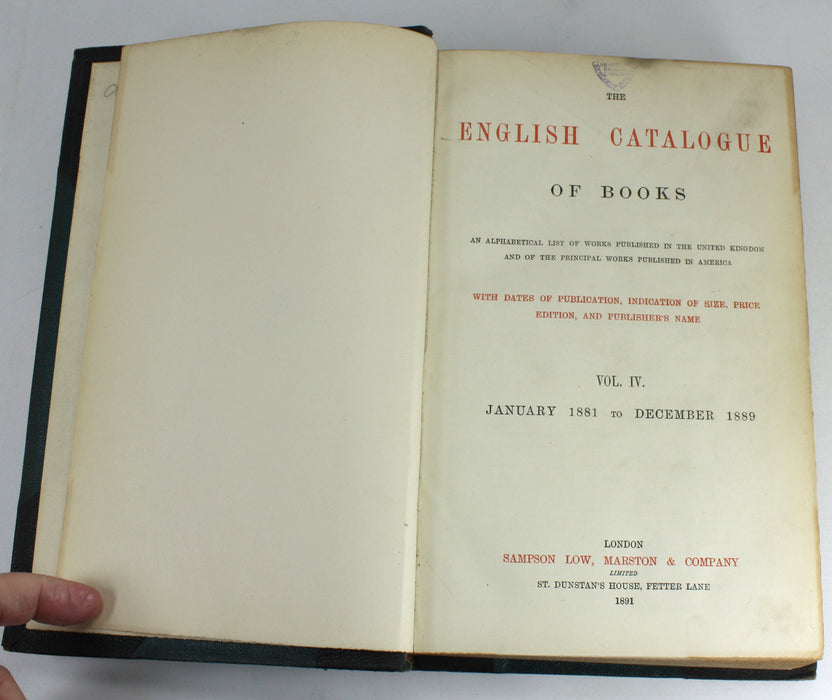 The English Catalogue of Books 1881-1889, Sampson Low 1891