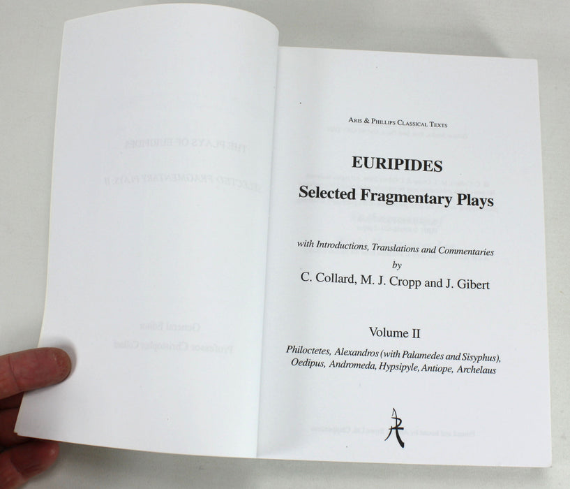 Euripides; Selected Fragmentary Plays, 2 Volume Set, Aris and Phillips