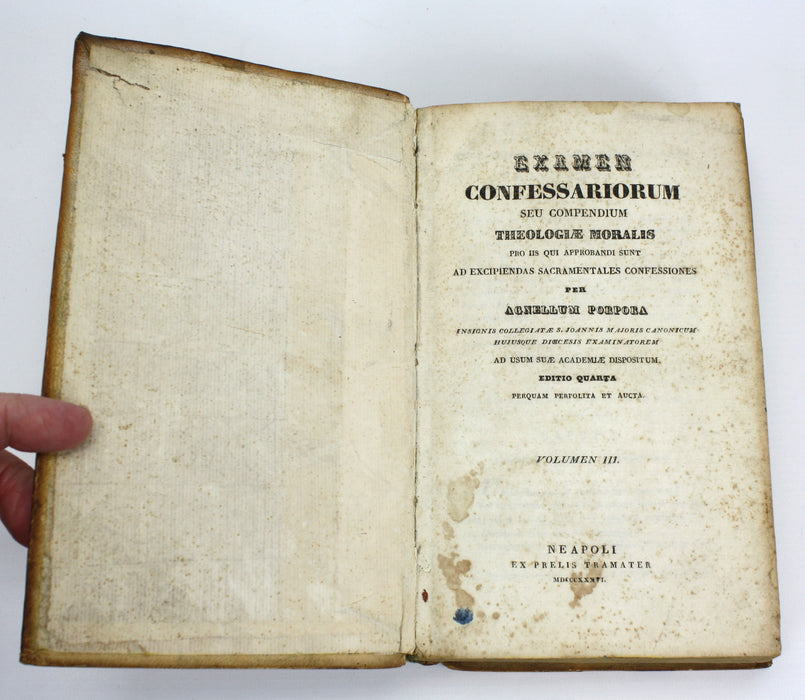 Examen Confessariorum Seu Compendium Theologiae Moralis, Agnellum Porpora, 1836