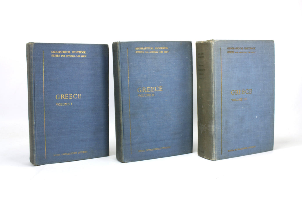 Geographical Handbook Series; Greece - 3 Volumes. Restricted Naval Intelligence Division set