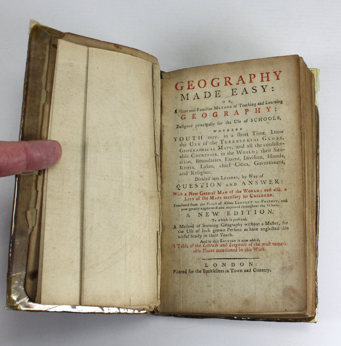 Geography Made Easy translated from Nicolas Lenglet Dufresnoy, Rare Early English edition