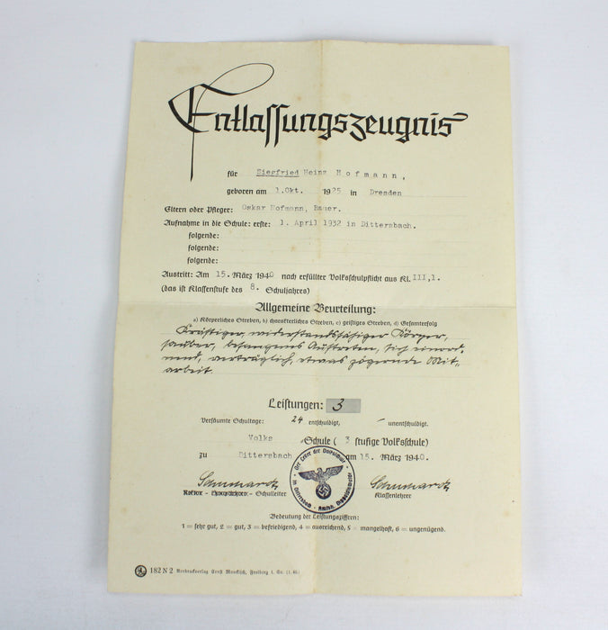 German Gesangbuch, boxed hymn book with certificate, 1937.