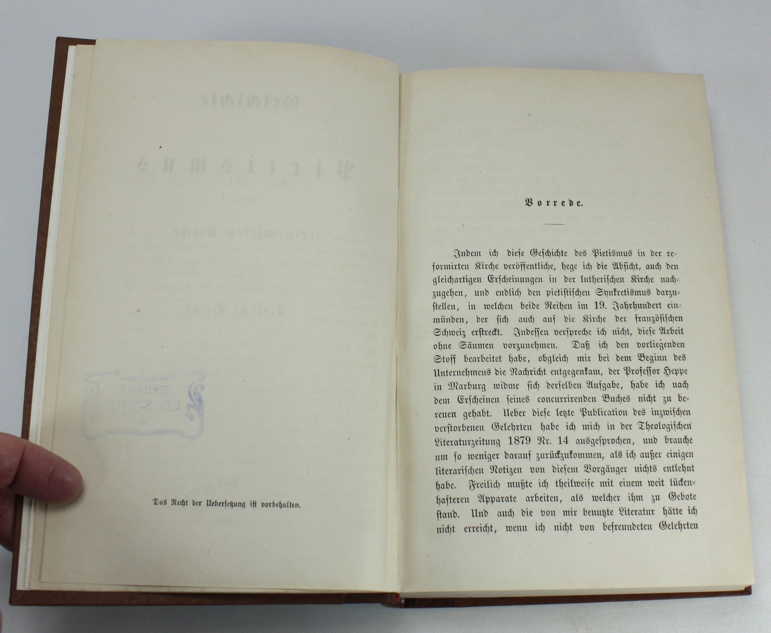 Albert Ritschl Geschichte des Pietismus. By Albrecht Ritschl. 3 Volumes complete. 188 ...