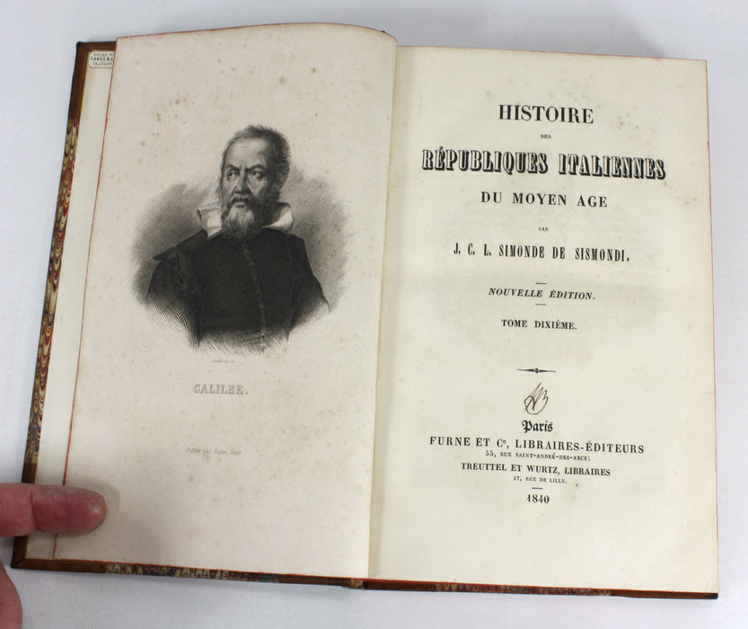 Histoire Des Republiques Italiennes Du Moyen Age, J C L Simonde de Sismondi, 1840