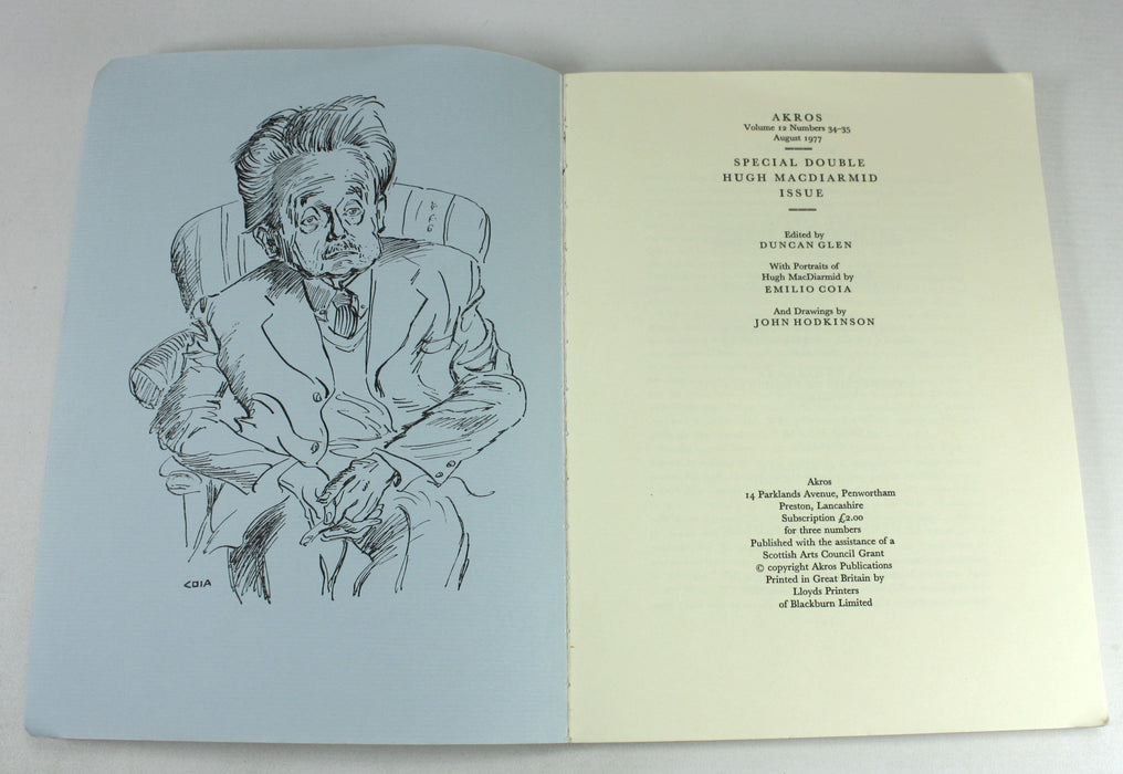 Akros, Special Hugh MacDiarmid double issue, August 1977