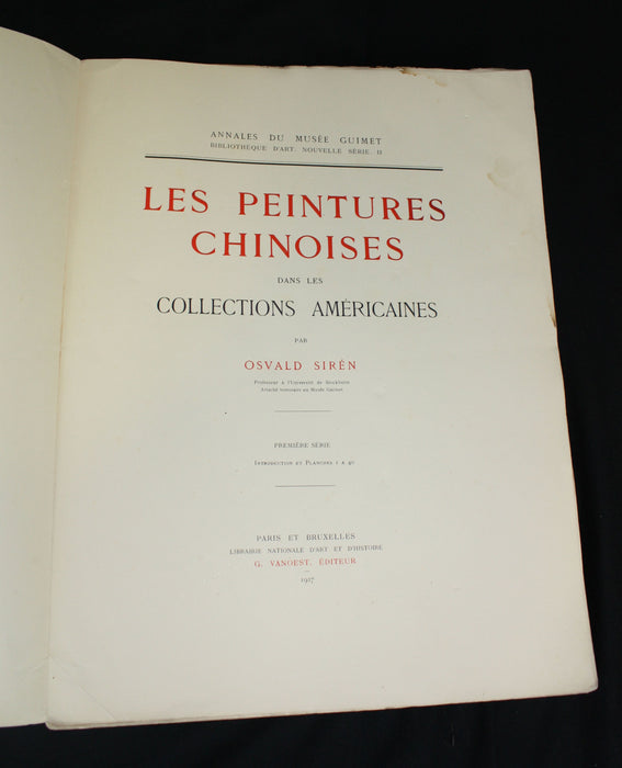 Les Peintures Chinoises dans les collections Americaines by Osvald Siren, 1927 1st edition