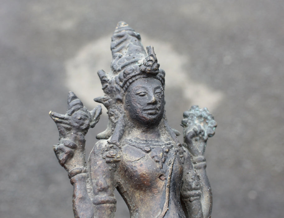 Antique Bronze Statue of Deity - Lakshmi, 22.9cm high