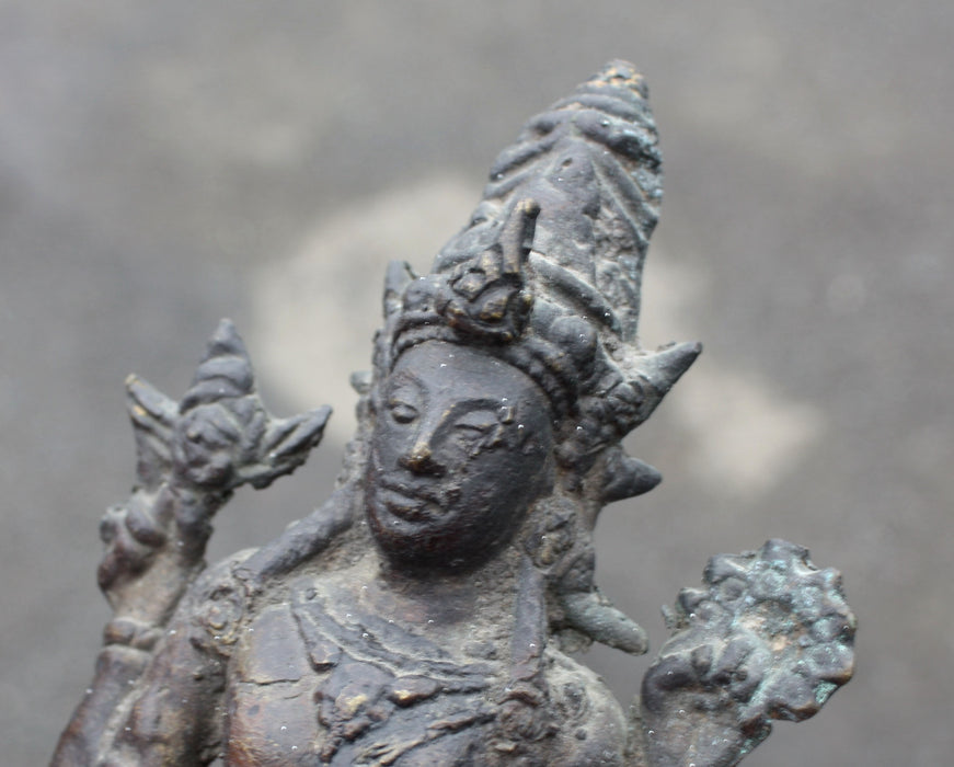 Antique Bronze Statue of Deity - Lakshmi, 22.9cm high