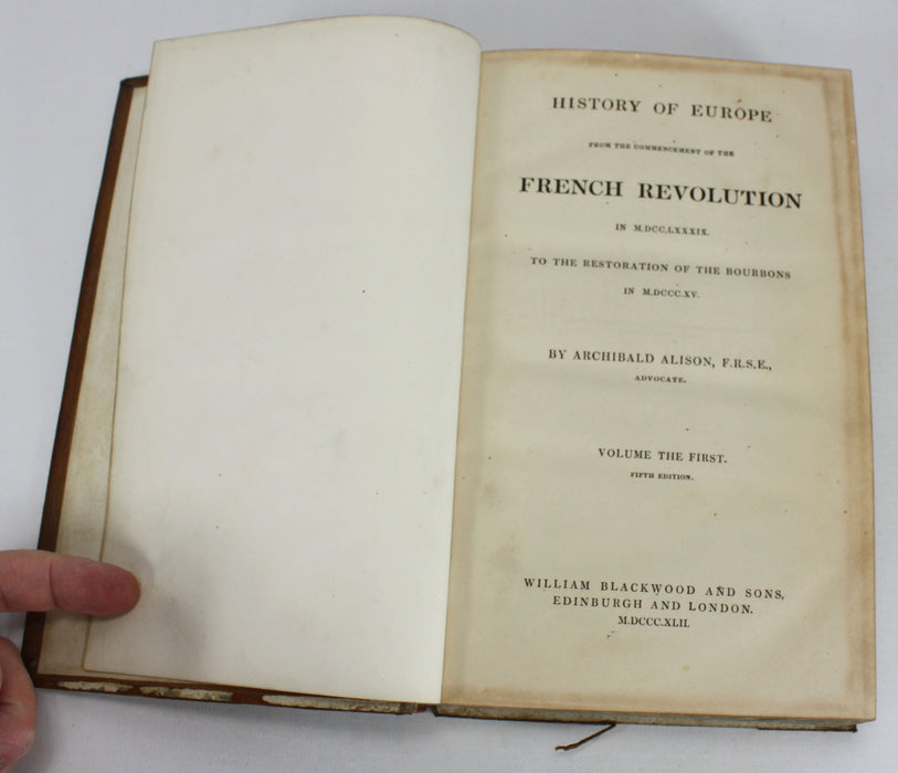 Archibald Alison, History of Europe, 1843, 10 Volumes. French History.