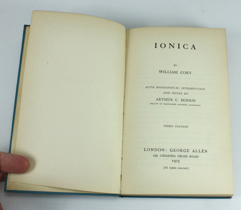 Ionica, William Cory 1905, third edition