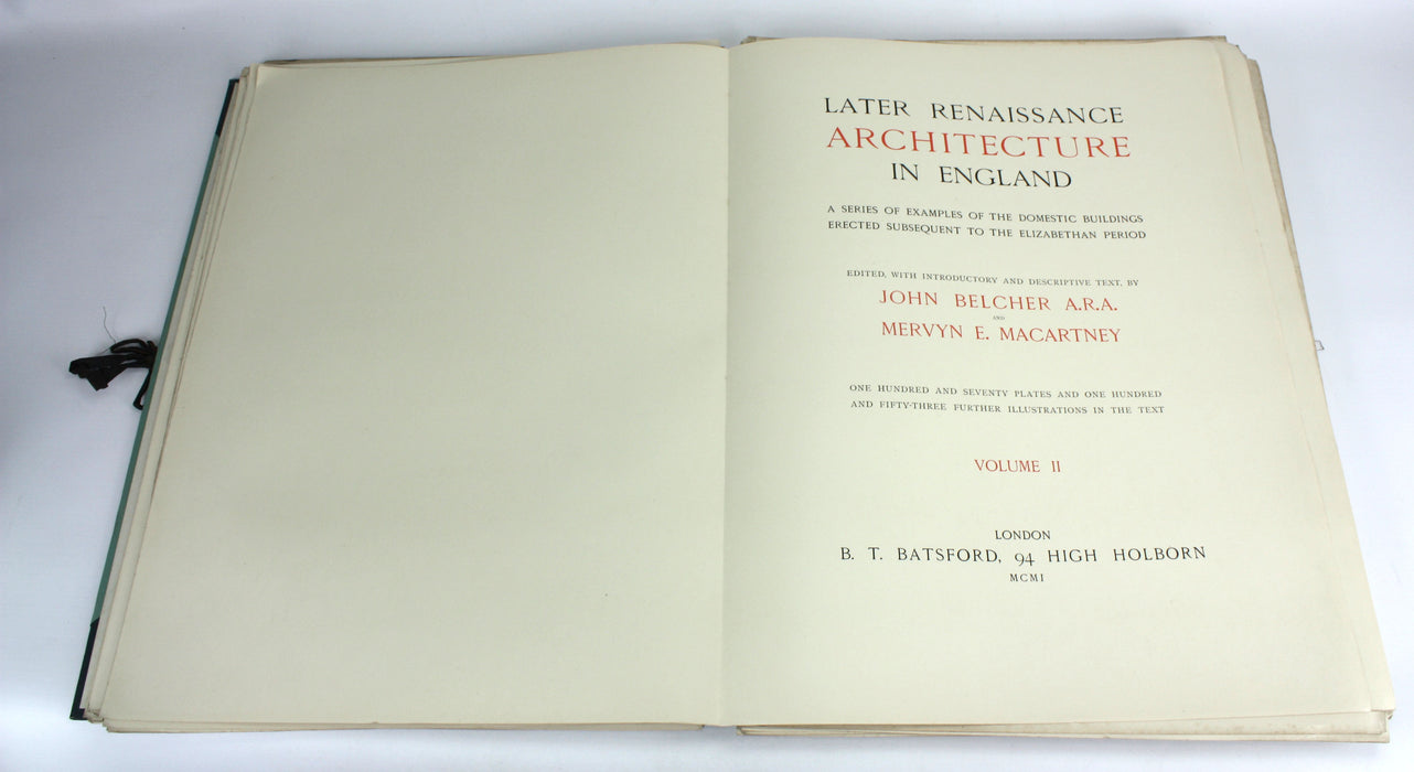 Later Renaissance Architecture in England, 1897-1901, 6 Imperial Folios.