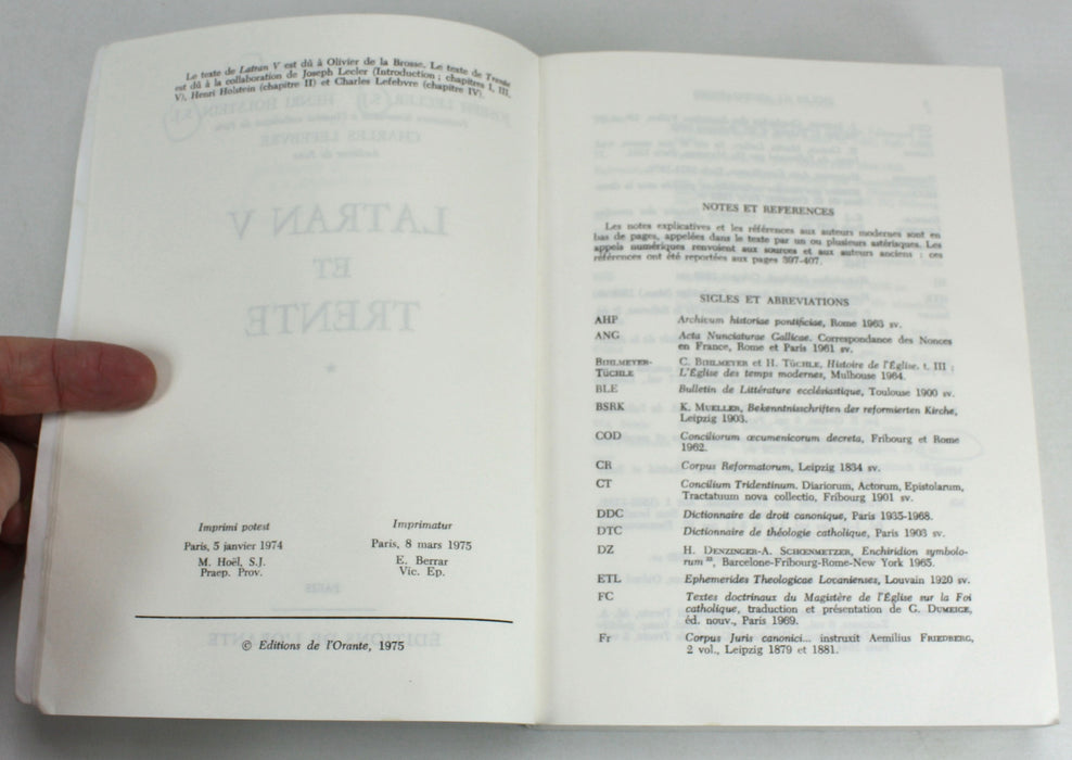 Latran V et Trente, O. De La Brosse, J. Lecler, H. Holstein & CH. Lefebvre, 1975