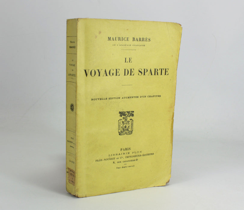 Le Voyage de Sparte, Maurice Barres, Plon, Paris, 1922