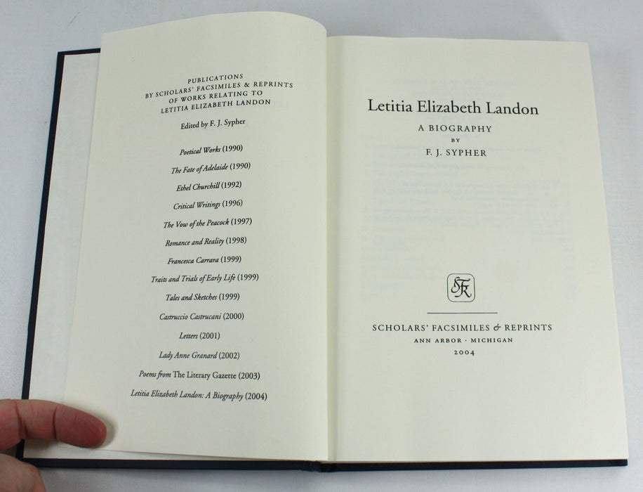 Letitia Elizabeth Landon; A Biography, by F.J. Sypher, 2004 (L.E.L.)