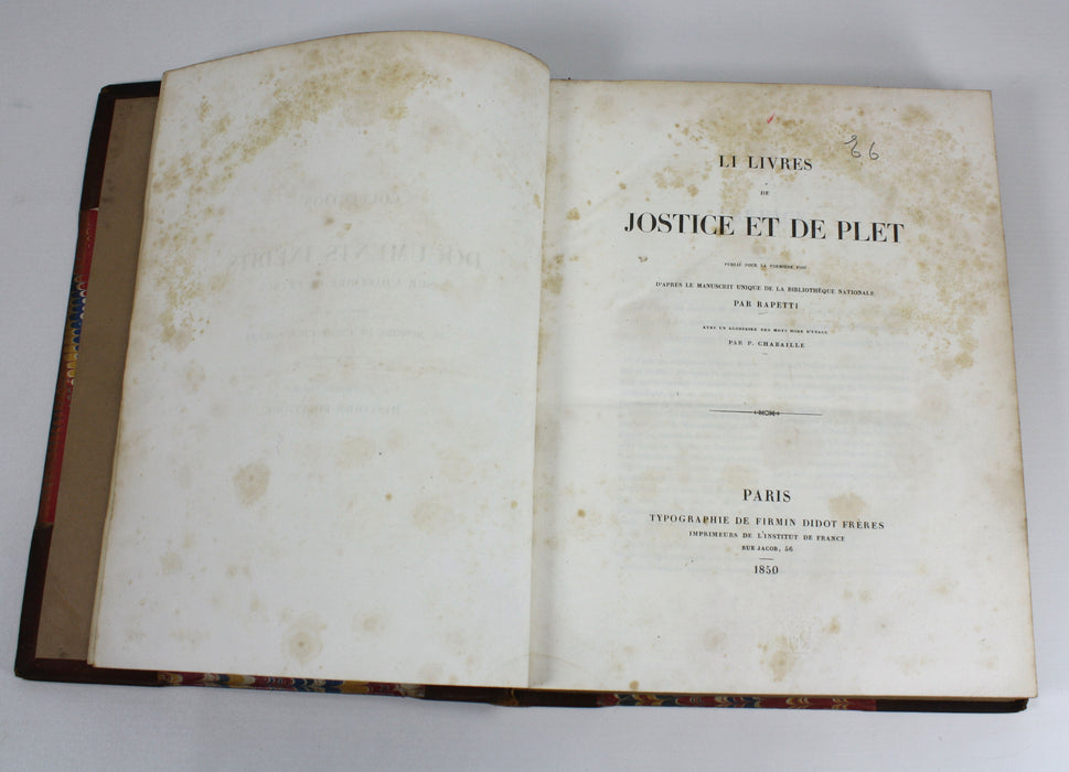 Li Livres de Jostice et de Plet, 1850