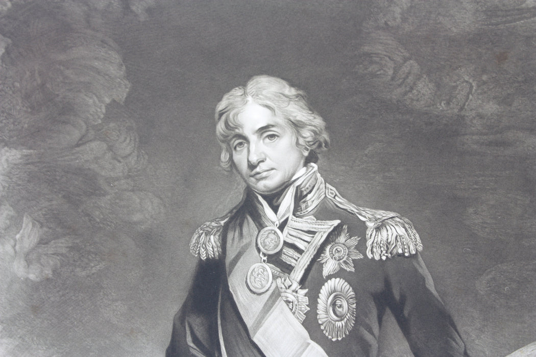 Engraving of Lord Nelson, after Hoppner, by Minnie Cormack, signed, 1894