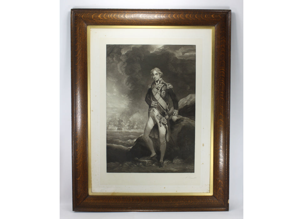 Engraving of Lord Nelson, after Hoppner, by Minnie Cormack, signed, 1894