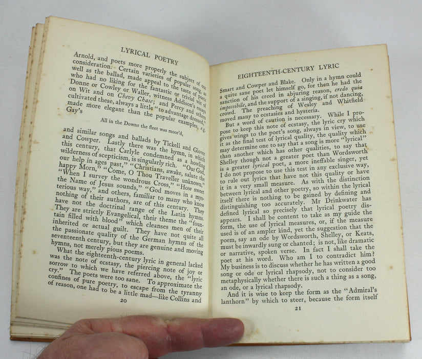 Lyrical Poetry from Blake to Hardy, by H. J. C. Grierson, signed and inscribed, 1928