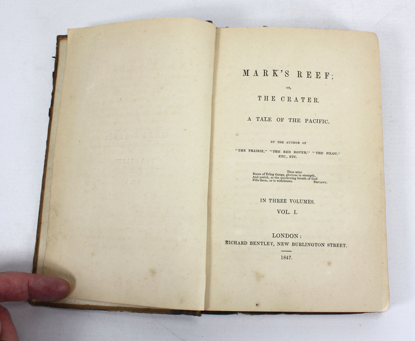 Mark's Reef, or The Crater, J F Cooper, in three volumes, 1847