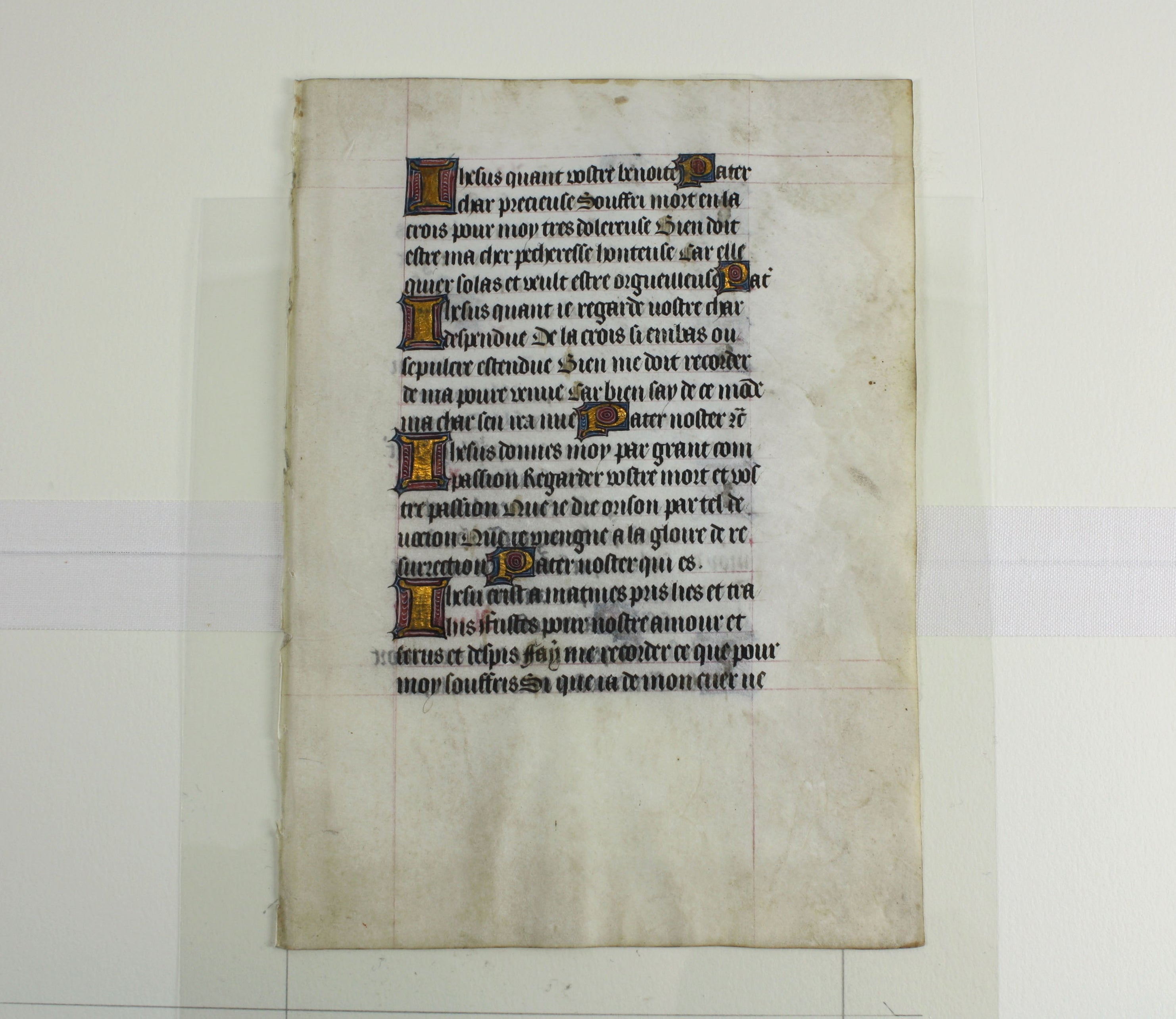Medieval Illuminated Manuscript Leaf, 15th Century, French Book of Hou ...