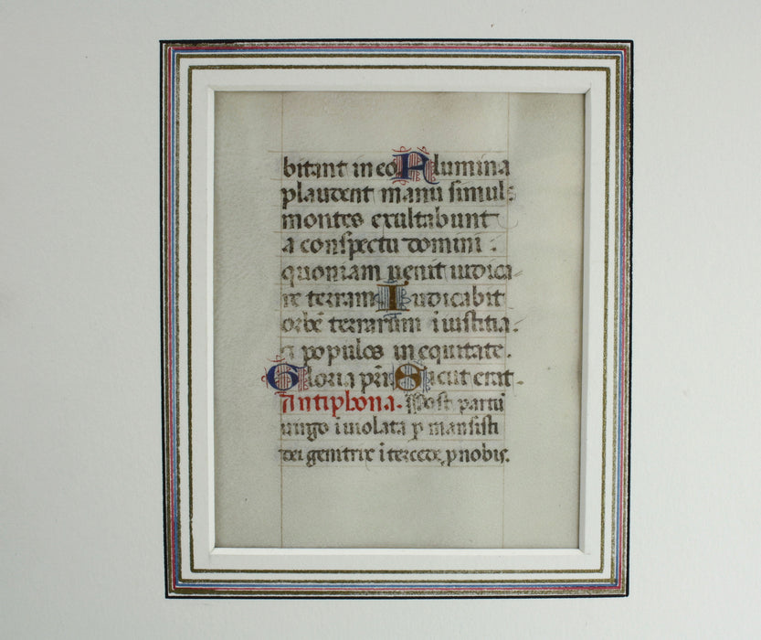 Medieval Illuminated Manuscript Leaf, 15th Century, Book of Hours