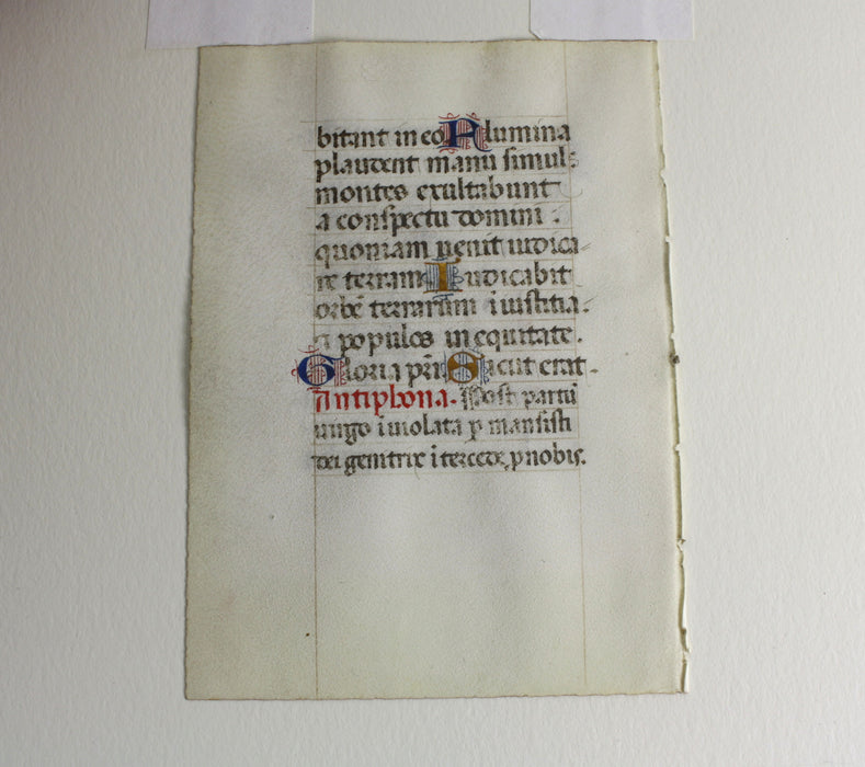Medieval Illuminated Manuscript Leaf, 15th Century, Book of Hours