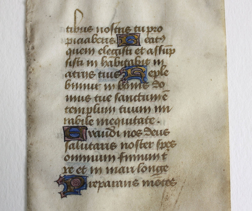 Medieval Illuminated Manuscript Leaf, 15th Century, French Breviary