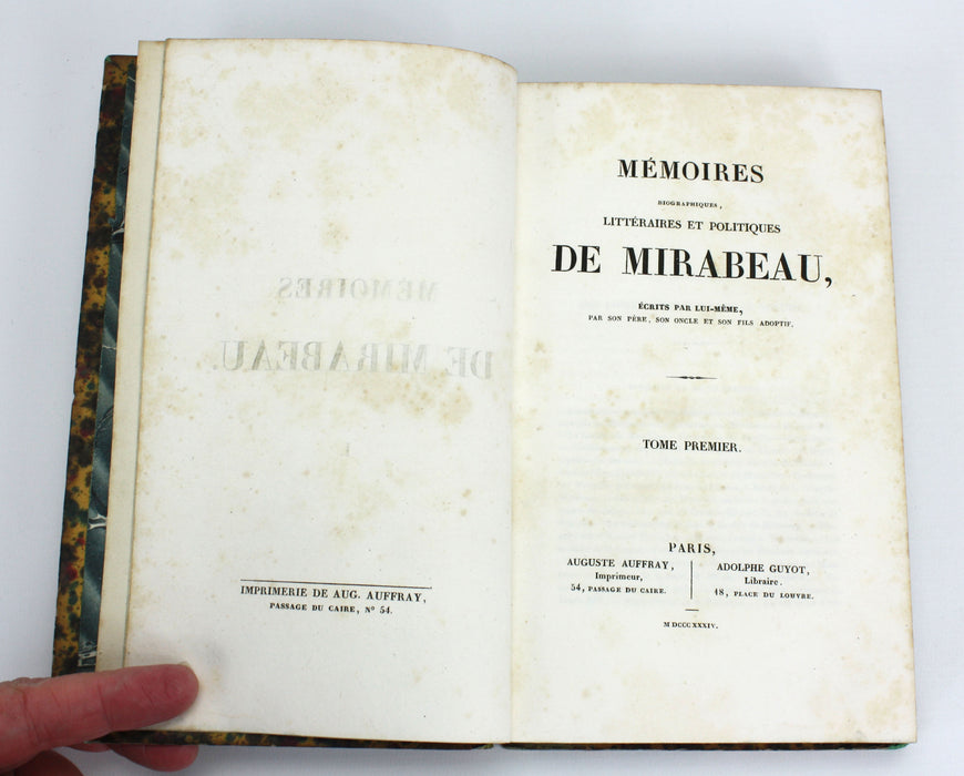 Mémoires de Mirabeau, 4 Volumes, 1834