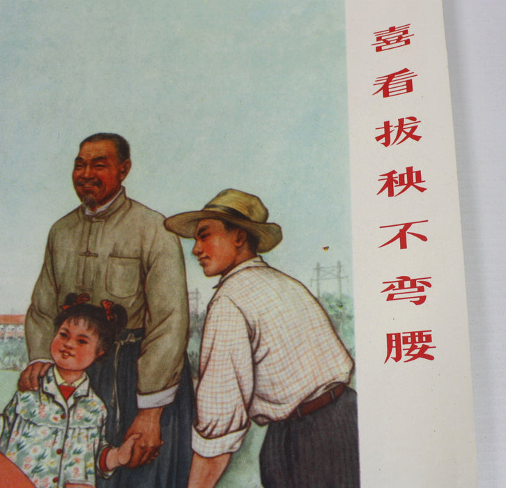 Vintage Original Chinese Cultural Revolution Poster, 1975, Farmers with Machine, 86-674