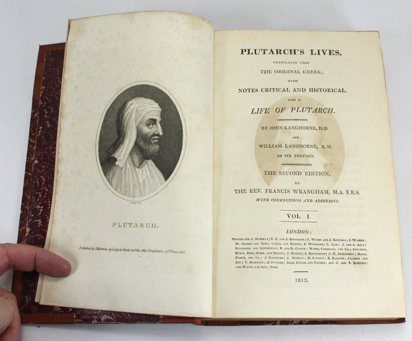 Plutarch's Lives, 6 Volume Set complete, John & William Langhorne, 1813