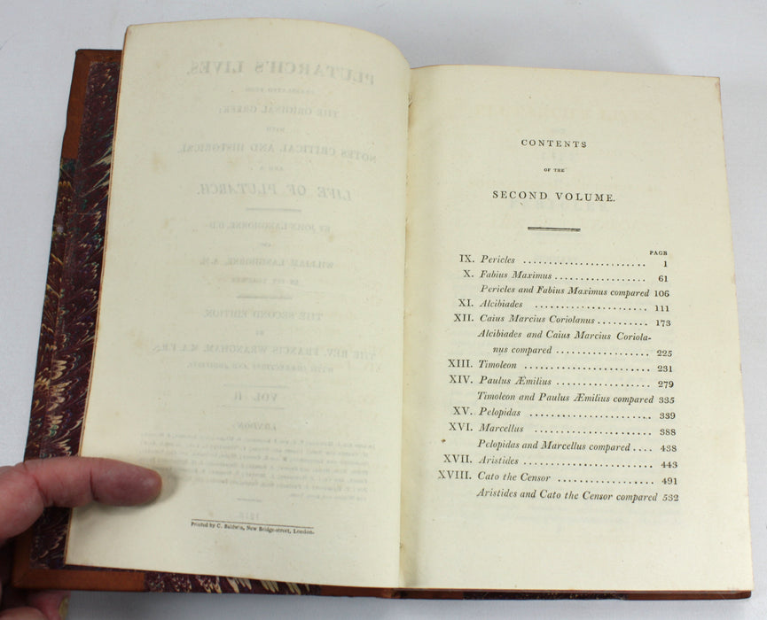 Plutarch's Lives, 6 Volume Set complete, John & William Langhorne, 1813