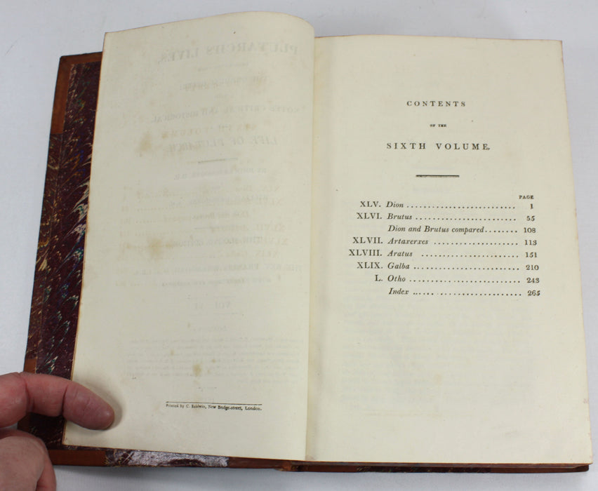 Plutarch's Lives, 6 Volume Set complete, John & William Langhorne, 1813