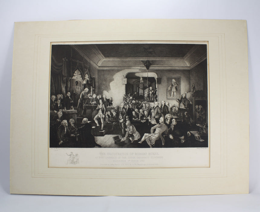 The Inaugration of Robert Burns, As Poet Laureate of the Lodge 1787, Pub. 1862. Freemasonry print.