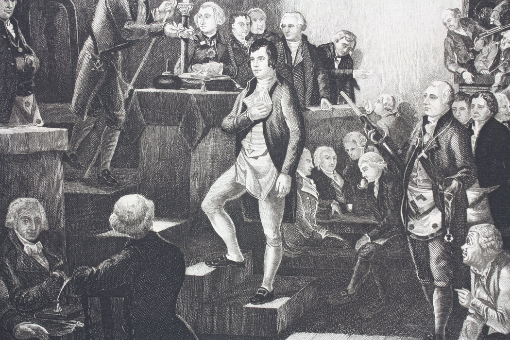 The Inaugration of Robert Burns, As Poet Laureate of the Lodge 1787, Pub. 1862. Freemasonry print.