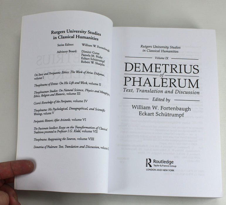 Rutgers; Demetrius of Phalerum, Fortenbaugh and Schutrumpf, 2018