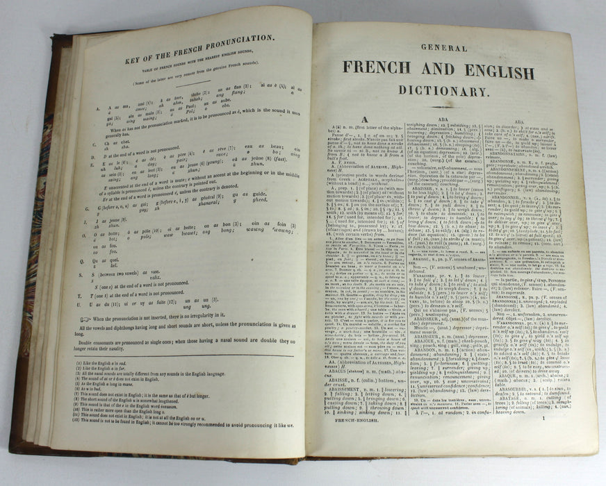 Spiers Dictionnaire Francais-Anglais, 1863 & Anglais-Francais, 1864. 2 Volume Set