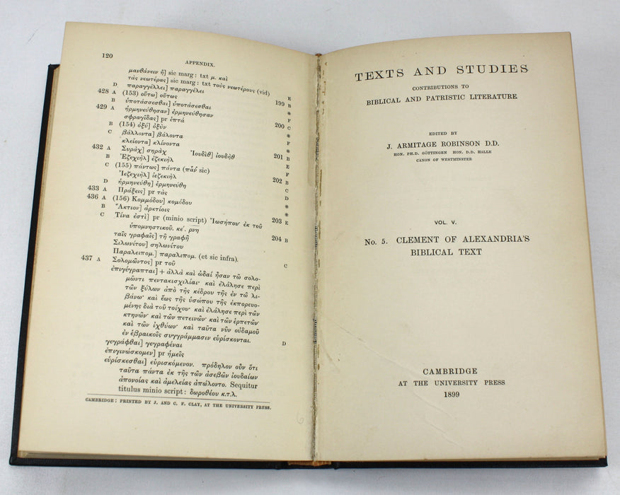 Texts and Studies; Contributions to Biblical and Patristic Literature; Aristides, Euthalius, Clement; 1893-1899