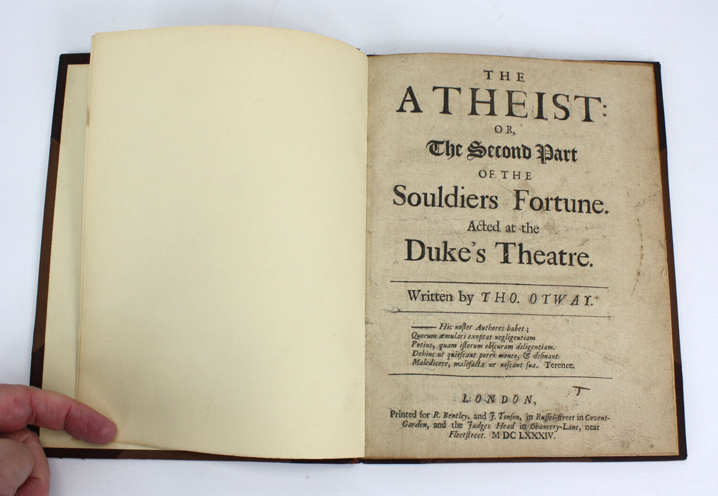 The Atheist or the Second Part of the Souldiers Fortune, Thomas Otway, 1684