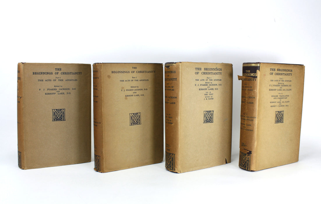 The Beginnings of Christianity; Part I; The Acts of the Apostles, F. Jackson and K. Lake, 4 volume set, 1920-1933