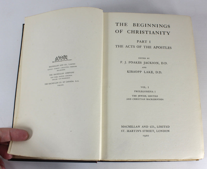The Beginnings of Christianity; Part I; The Acts of the Apostles, F. Jackson and K. Lake, 4 volume set, 1920-1933