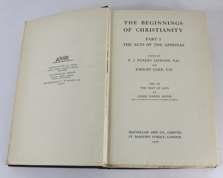 The Beginnings of Christianity; Part I; The Acts of the Apostles, F. Jackson and K. Lake, 4 volume set, 1920-1933