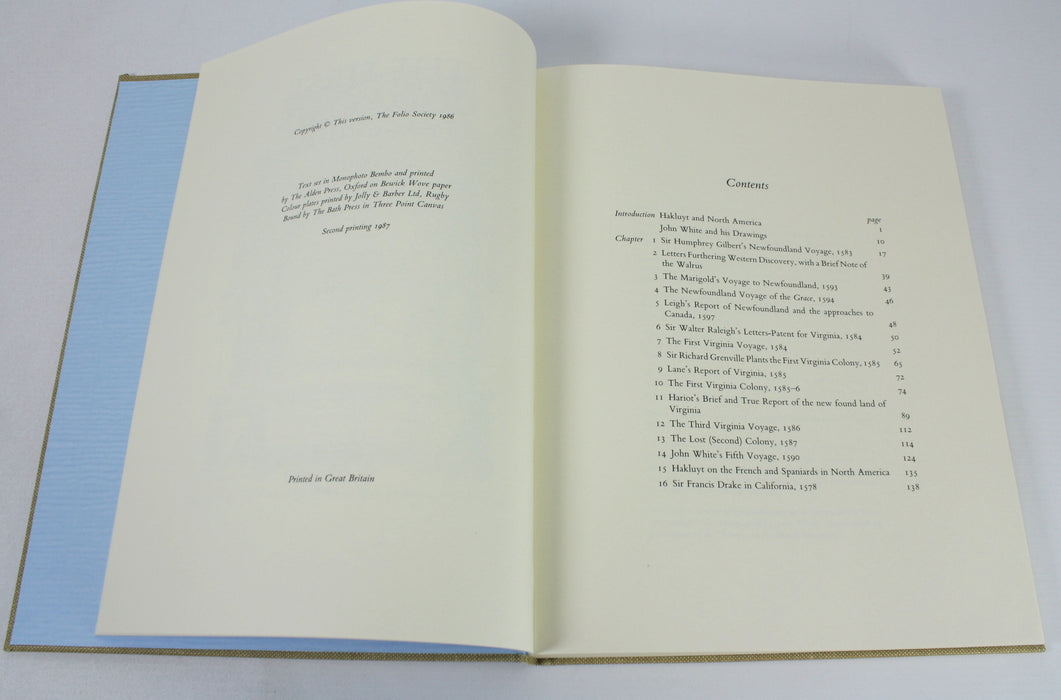 The First Colonists; Hakluyt's Voyages to North America, Folio Society edition