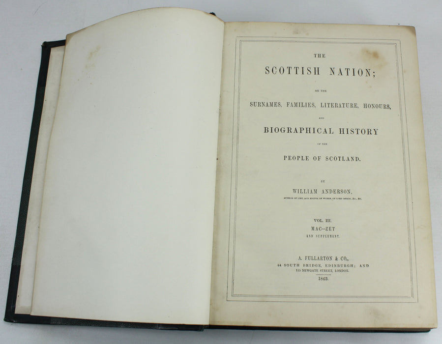 The Scottish Nation, William Anderson, 3 Volumes, Fullarton 1863