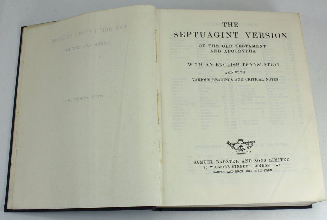 The Septuagint Version of the Old Testament and Apocrypha, Greek and English