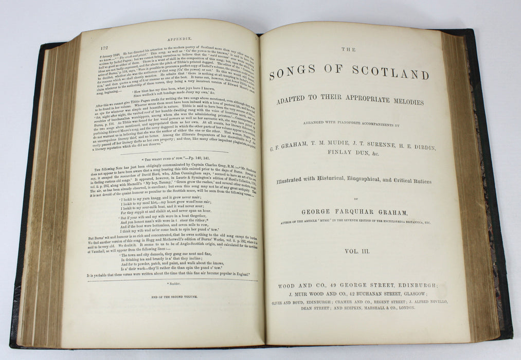 The Songs of Scotland, George Farquhar Graham, Music Book - 3 Volumes bound as one, Victorian era. Book NM2.