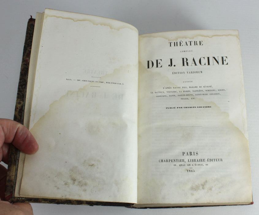 Theatre Complet de J. Racine, Charles Louandre, Paris, 1865