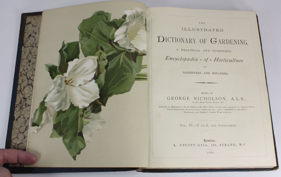 The illustrated Dictionary of Gardening, George Nicholson, 4 Volumes Complete with Supplement, 1885 - 1888