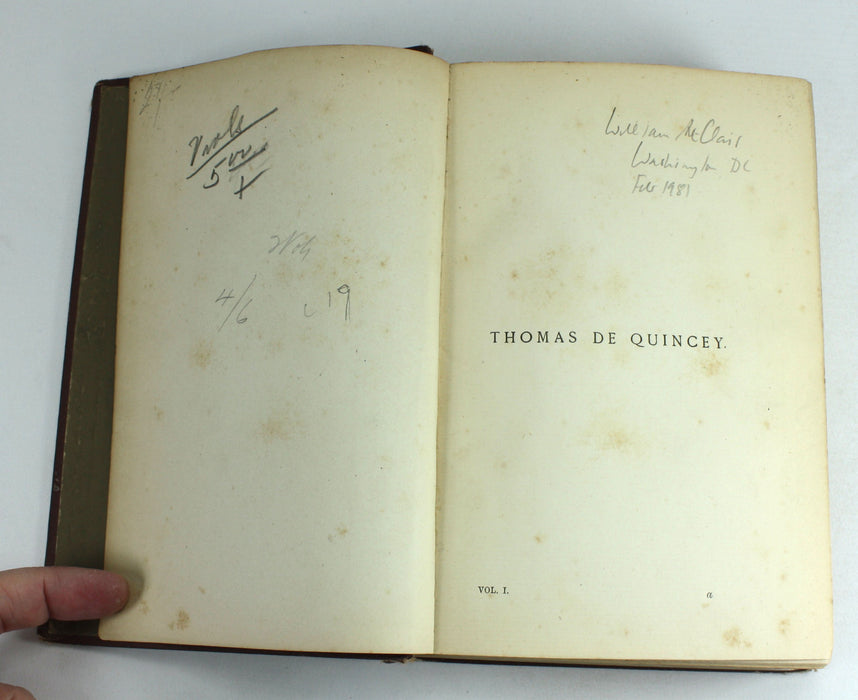 Thomas De Quincey; His Life and Writings, by H A Page, 1877